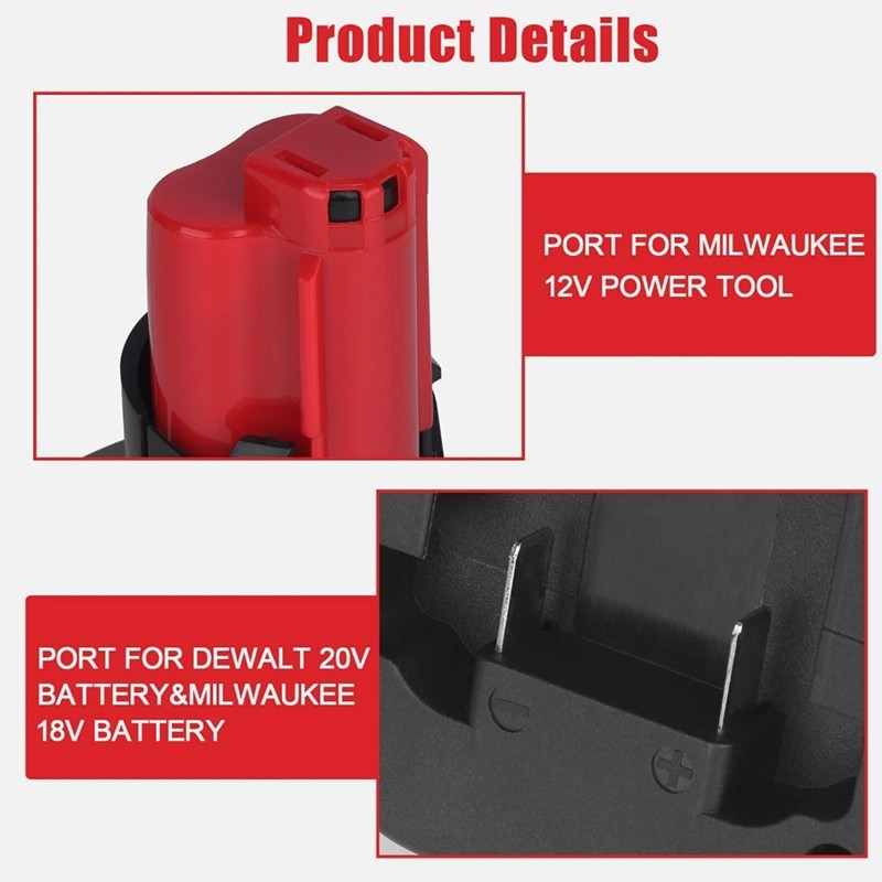 Adapter For Milwaukee Dewalt 18V / 20V Battery to Milwaukee M12 12V Power Tools gallery