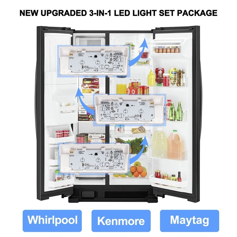 Refrigerator LED Light Set for Whirlpool Kenmore Maytag W10515058 & W10515057 gallery