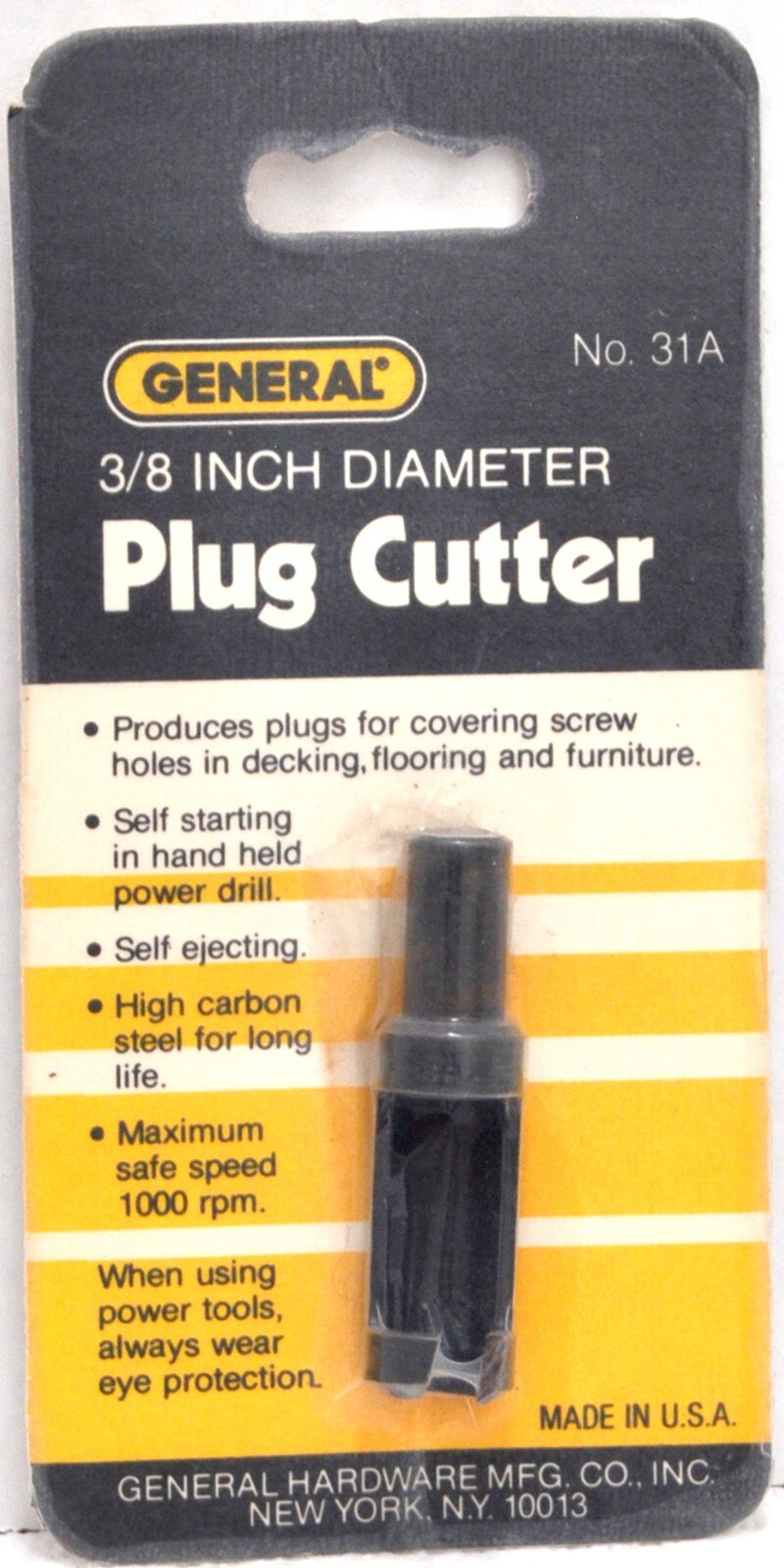 GENERAL Plug Cutter 3/8", 1/2", 5/8" in Commercial Pack No. 31A, 31B, 31C NEW gallery