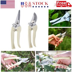 2 Pack Garden Pruning Shears Set Bypass Pruner Straight Blade Scissors USA
