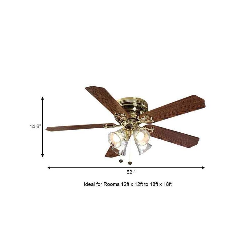 Ceiling Fan LED Light Kit Indoor Flush Mount Polished Brass Luxury Finish 52 in gallery