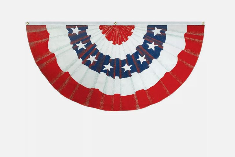 Printed Stars & Stripes poly/cotton Illusion Fan Banner 18" x 36" USA made. gallery
