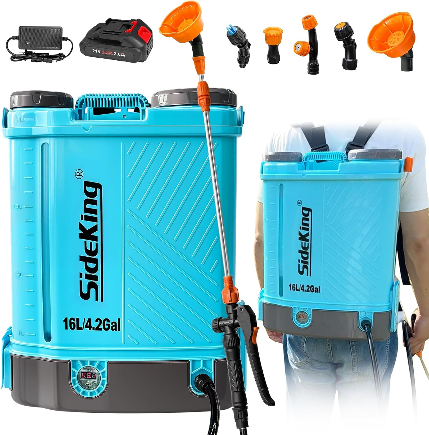 Battery Powered Backpack Sprayer 4 Gallon, 0-100 PSI Adjustable Pressure Sprayer gallery