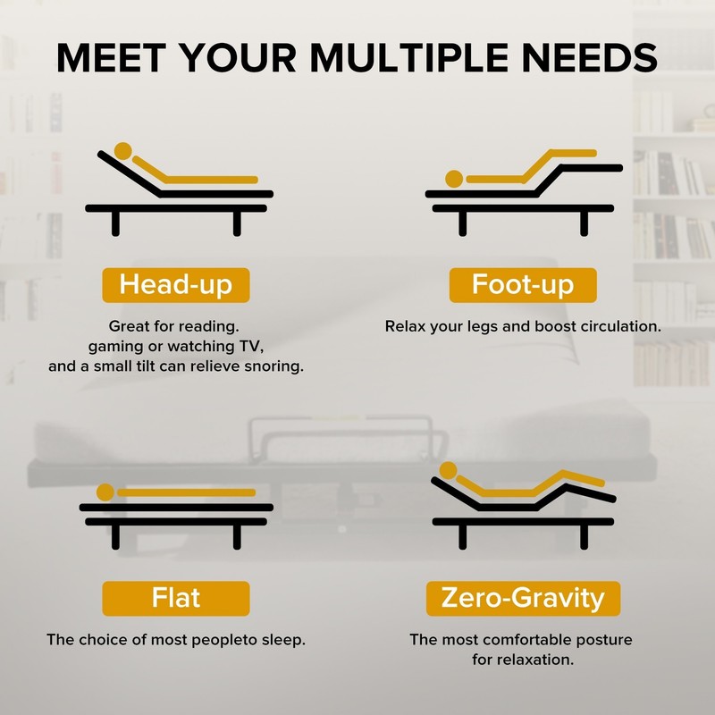 Queen Size Adjustable Bed Frame Bed Base with Head Foot Incline USB Ports Remote gallery