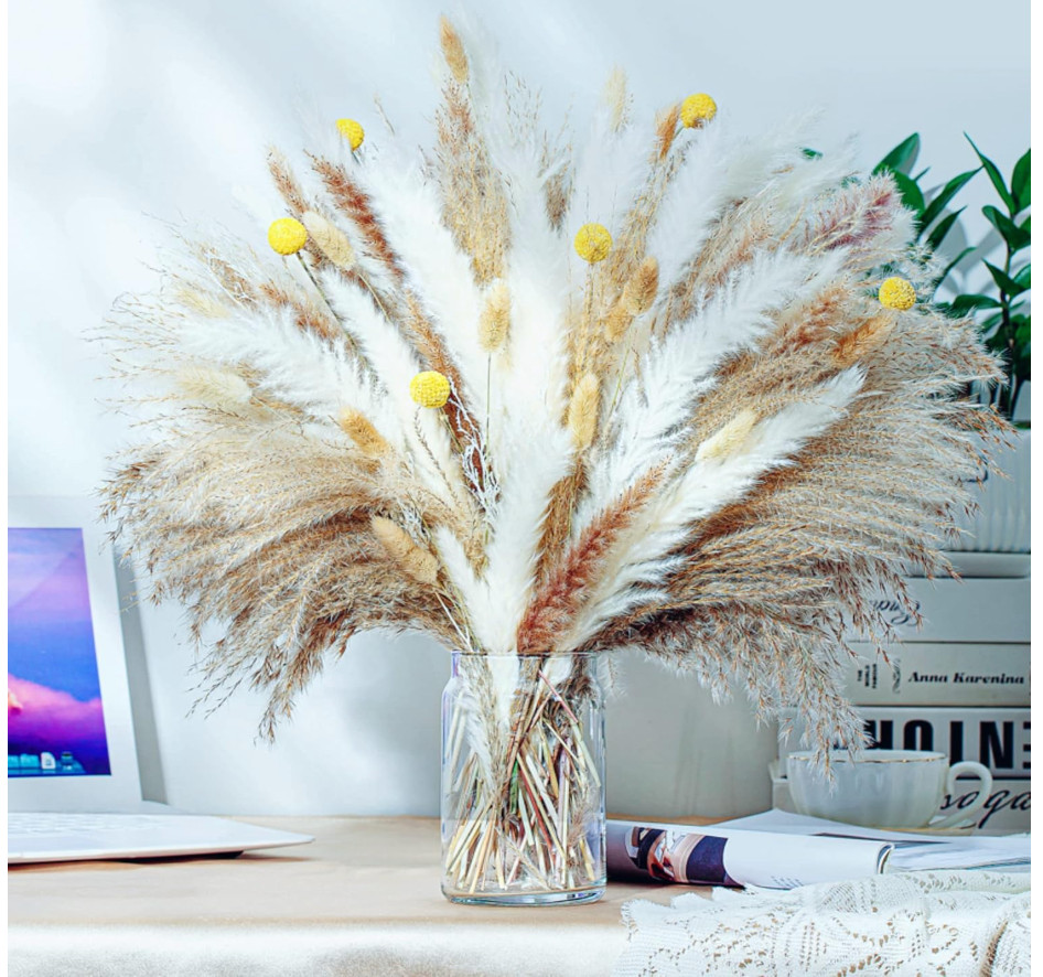 100 PCS Pampas Grass Natural Dried Reed Flower Bunch Home Wedding Decor Bouquets gallery
