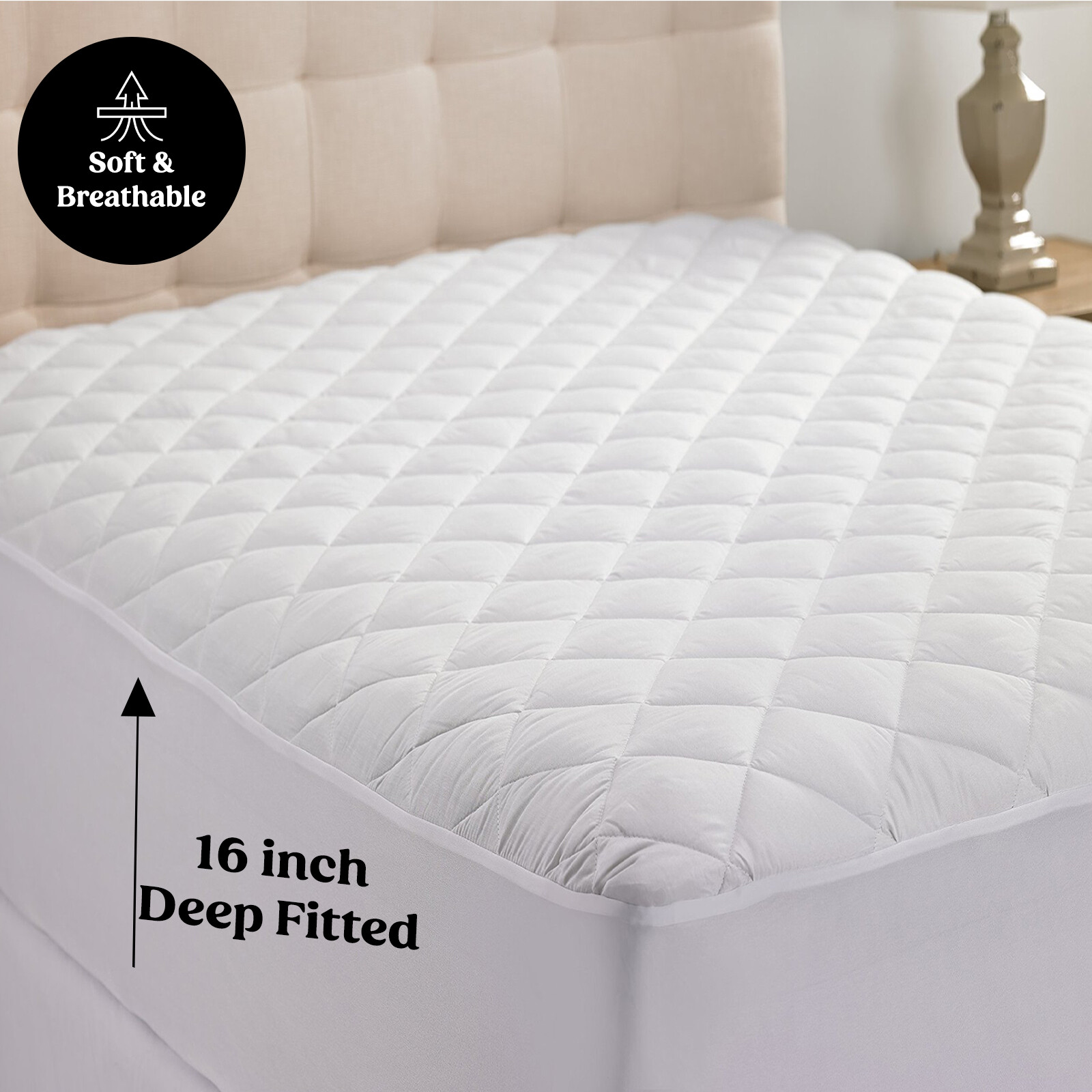 Quilted Mattress Cover Pad Protector All Sizes Cooling Breathable Fitted Topper gallery