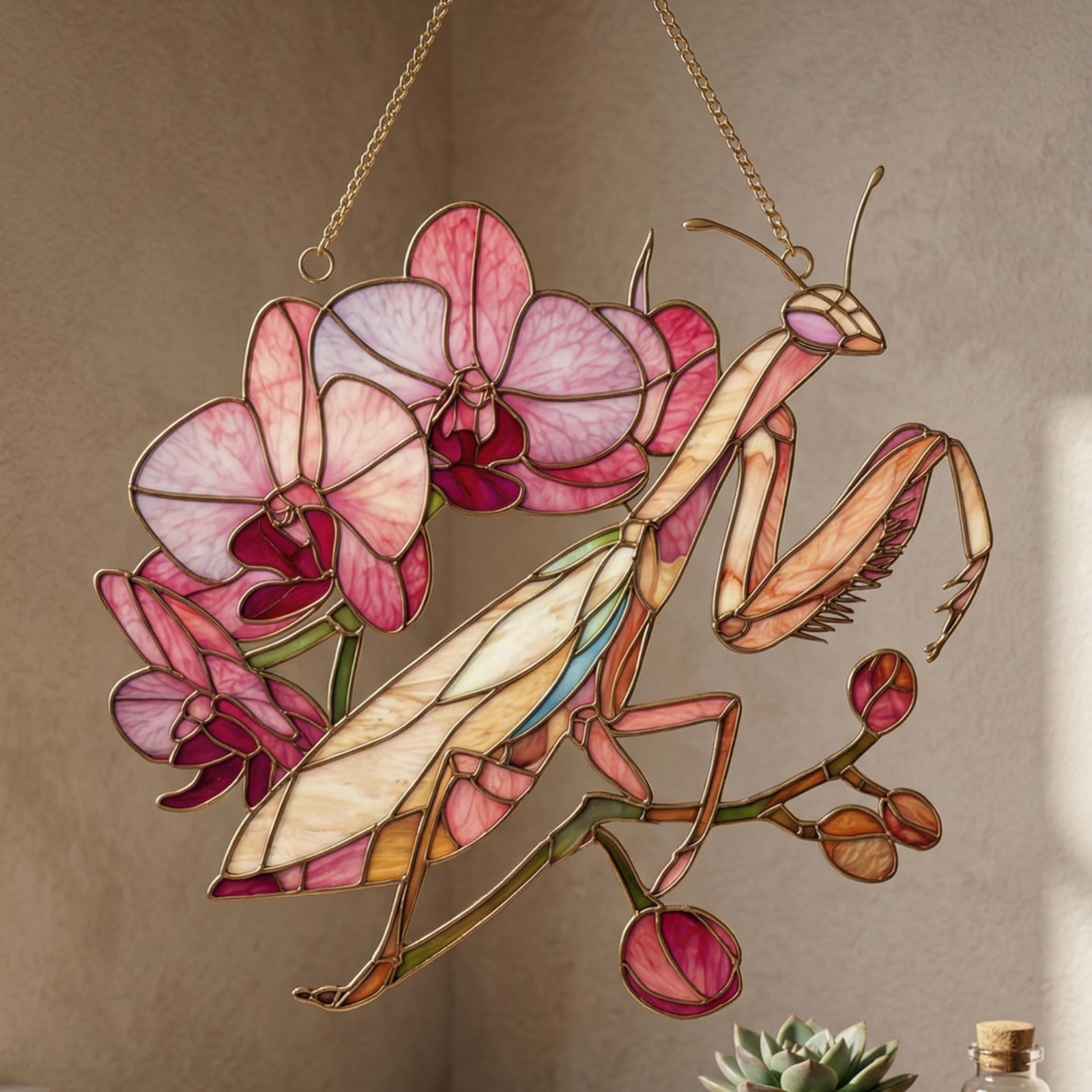 Custom Praying Mantis Acrylic Suncatcher – Orchid Mantis Window Hanging – Insect gallery