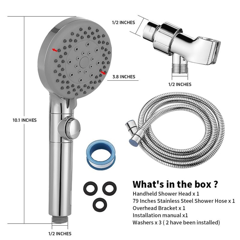 Handheld Shower Head with 79" Extra Long Hose 7 Modes High Pressure Shower He... gallery