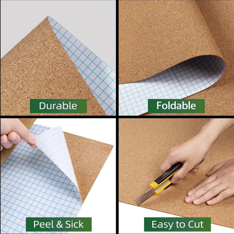 Self Adhesive Cork Roll with Backing Thick 0.06 17.3in X 3.9ft Natural Cork gallery