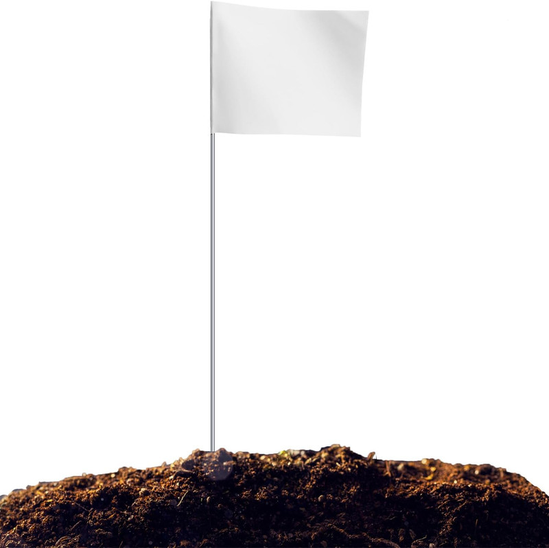 50Pack White Marking Flags, Writable | 15X4X5 Inch, Yard Flags for Lawn & gallery