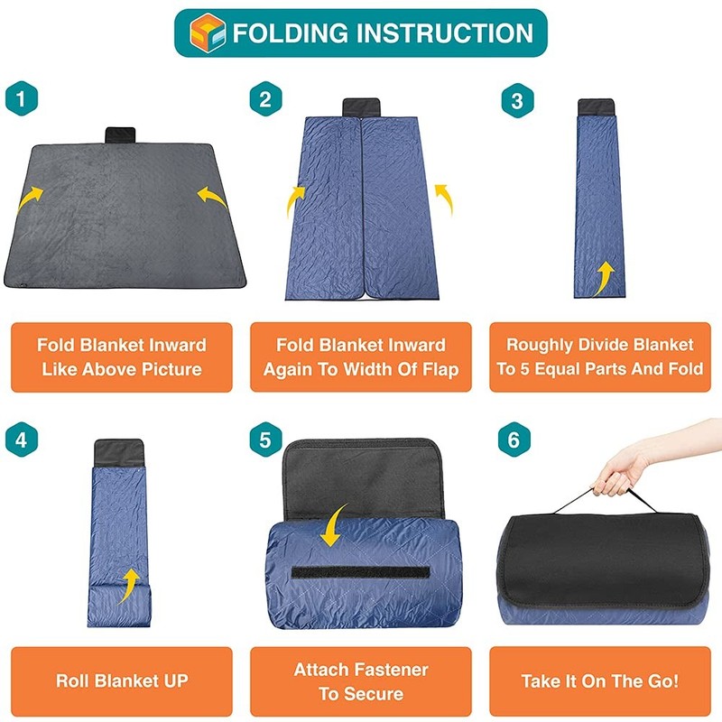 SUN CUBE Large Waterproof Camping Blanket, Fleece Quilted Stadium Blanket for Co gallery
