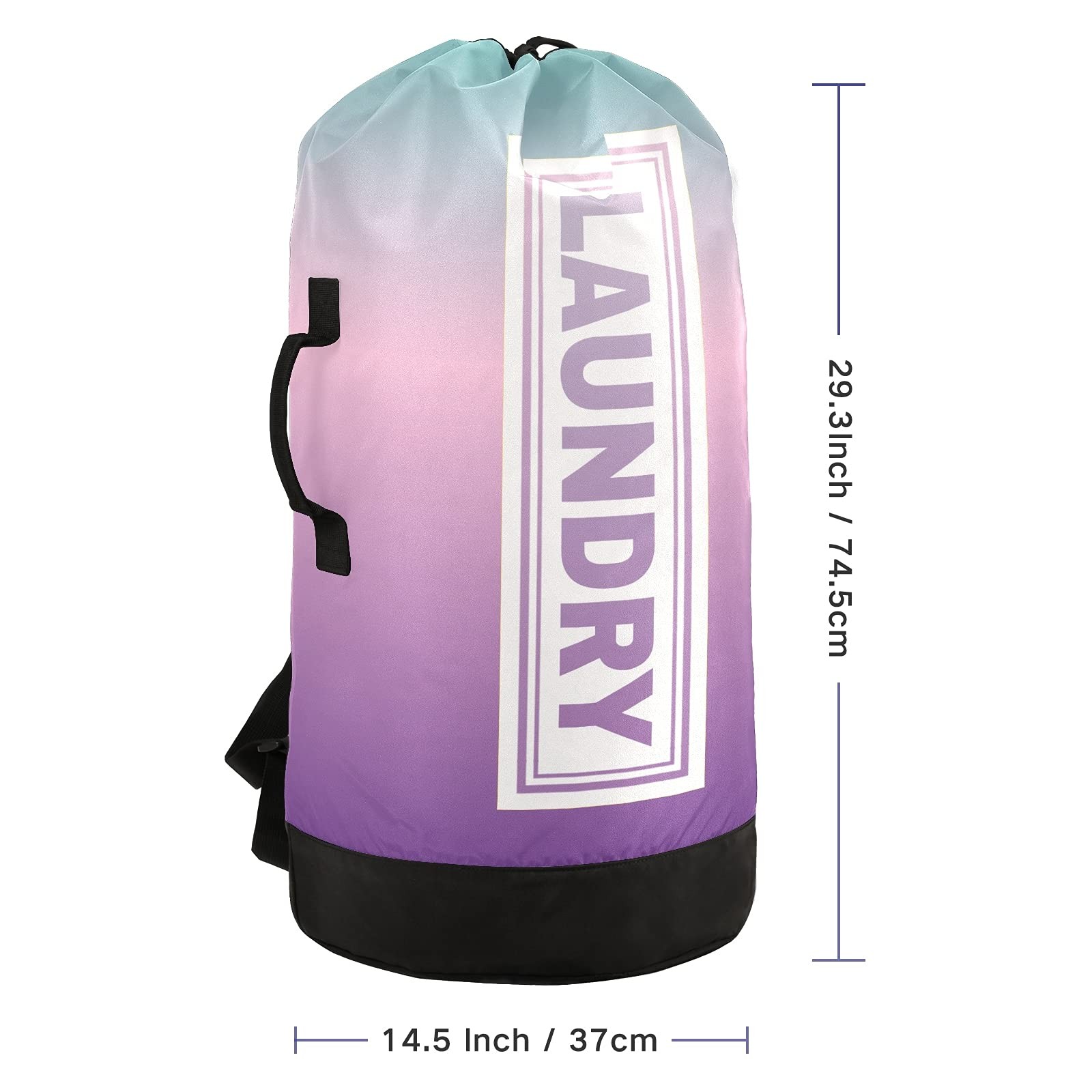 Green Pink Purple Gradient Laundry Backpack Large Heavy Duty Laundry Bag for ... gallery
