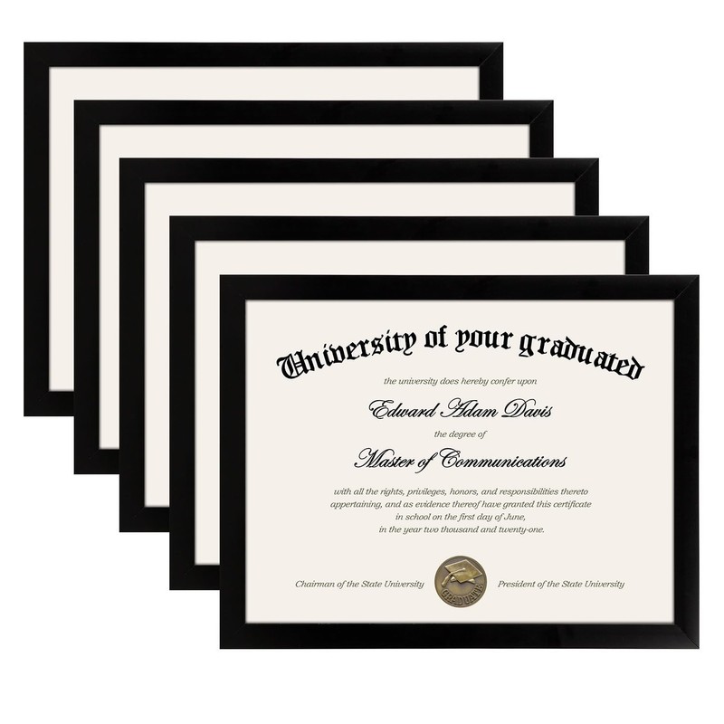 Certificate Frame High Definition Glass 8.5 By 11 Picture Diploma Black 5PK gallery