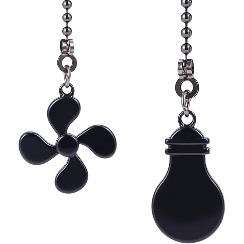 2 Pack Ceiling Fan Pull Chain Extension Set Light Bulb & Fan Icons Heavy Duty US gallery