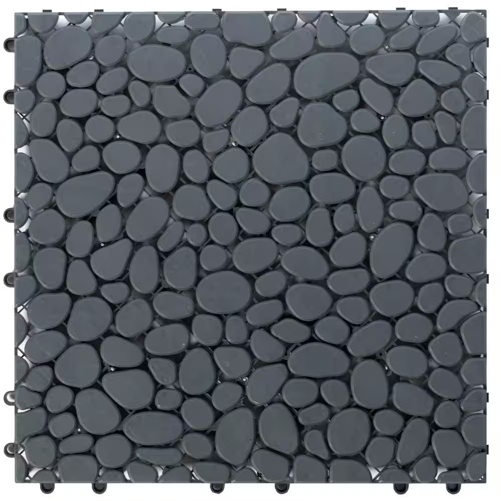 Plastic Interlocking Cobbled Stone Look Garden Pathway Tiles, Decorative Floor G gallery