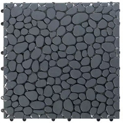 Plastic Interlocking Cobbled Stone Look Garden Pathway Tiles, Decorative Floor G