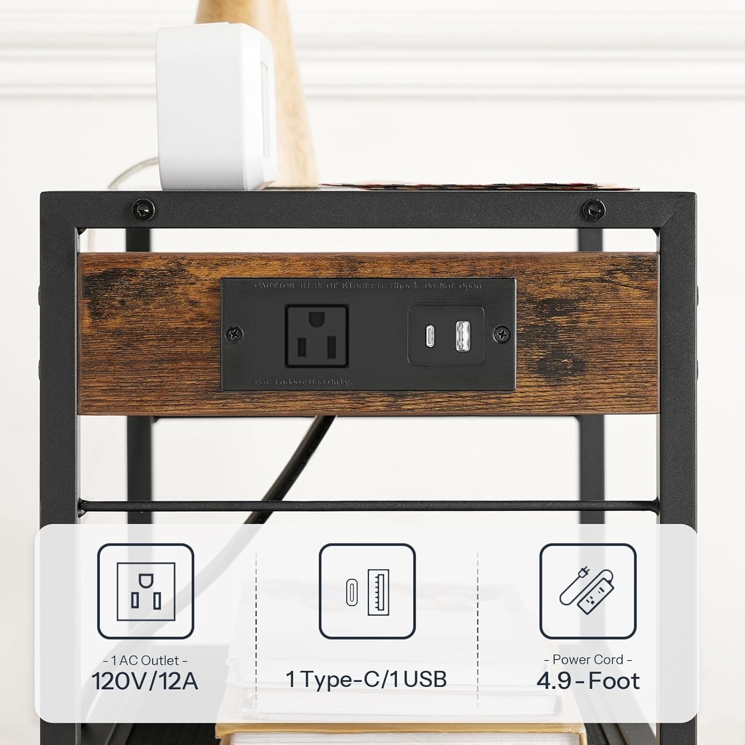Industrial Printer Stand, 3-Tier Mobile Printer Table, Rolling Cart with Powe... gallery