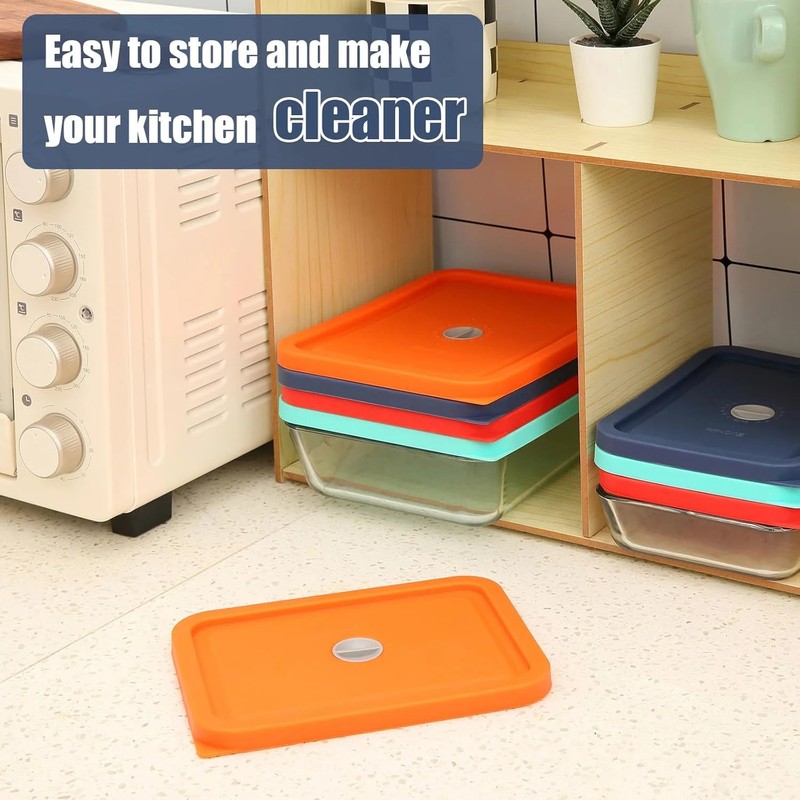 Replacement Lids for Pyrex 7210-PC 3 Cup Rectangle, Silicone Storage Cover Lid f gallery