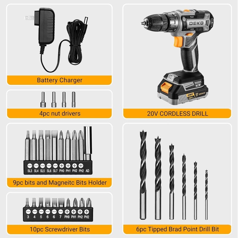 Power Drill Cordless: Cordless Drill 20V Electric Power Drills Set Tool Drill... gallery