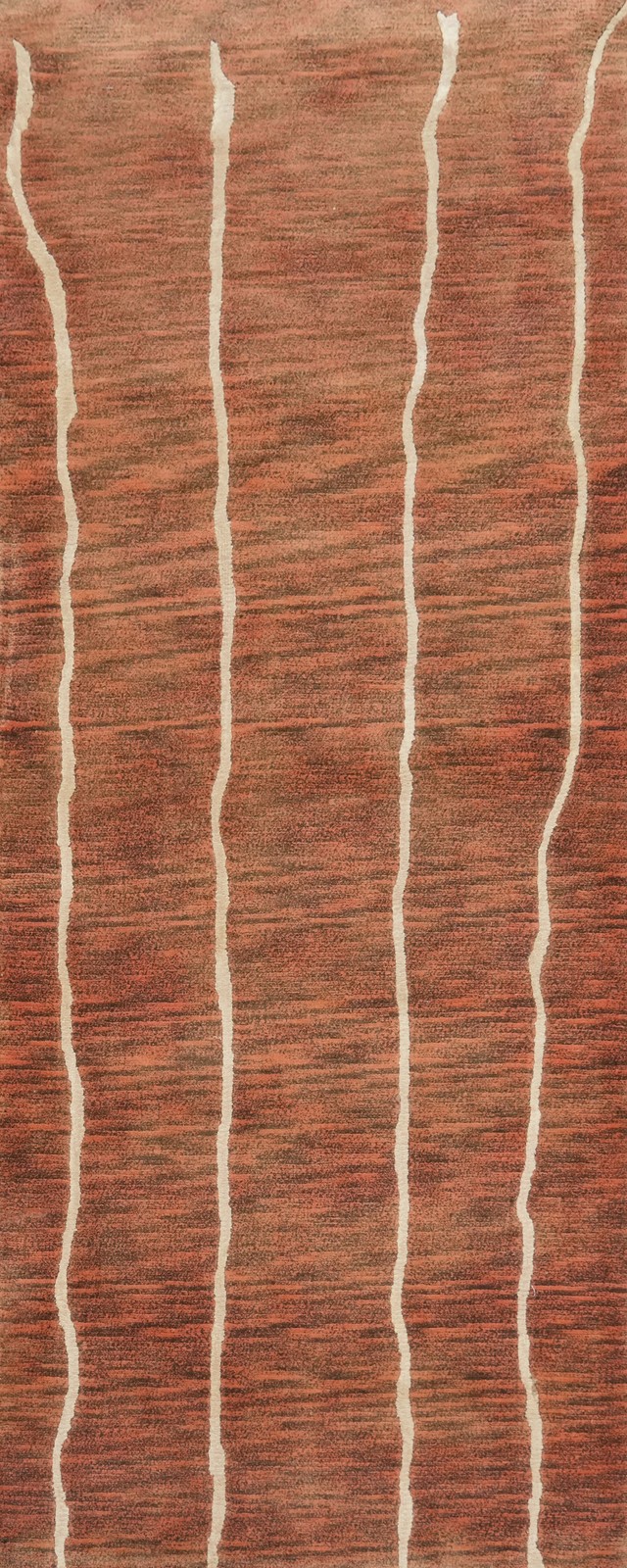 Rust Wool Modern Runner Rug 3x8 Abstract Hand-knotted Hallway Oriental Carpet gallery