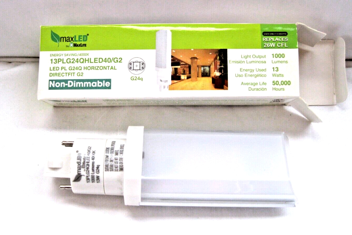 MAXLITE MAX LED 13W PL G24Q 4-Pin LED Light Bulb Replaces 26W CFL Direct Fit G2 gallery