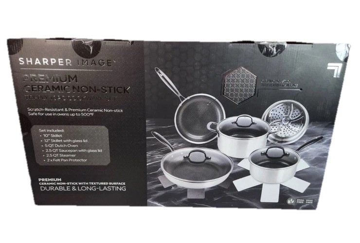 Sharper image Premium Cookware set 10pc ceramic non stick Tri-ply Stainless New gallery