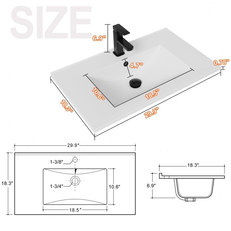 30" Single Sink Vanity Top Undermount Bathroom Sink gallery