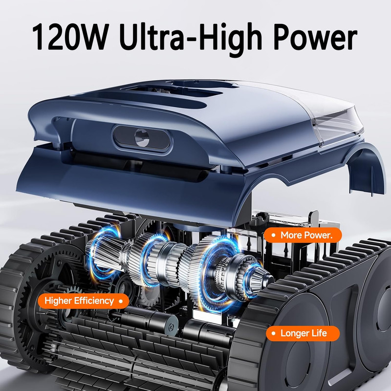 Cordless Robotic Pool Cleaner, 180Min Runtime, Dual Motors, 7800mAh Batter gallery
