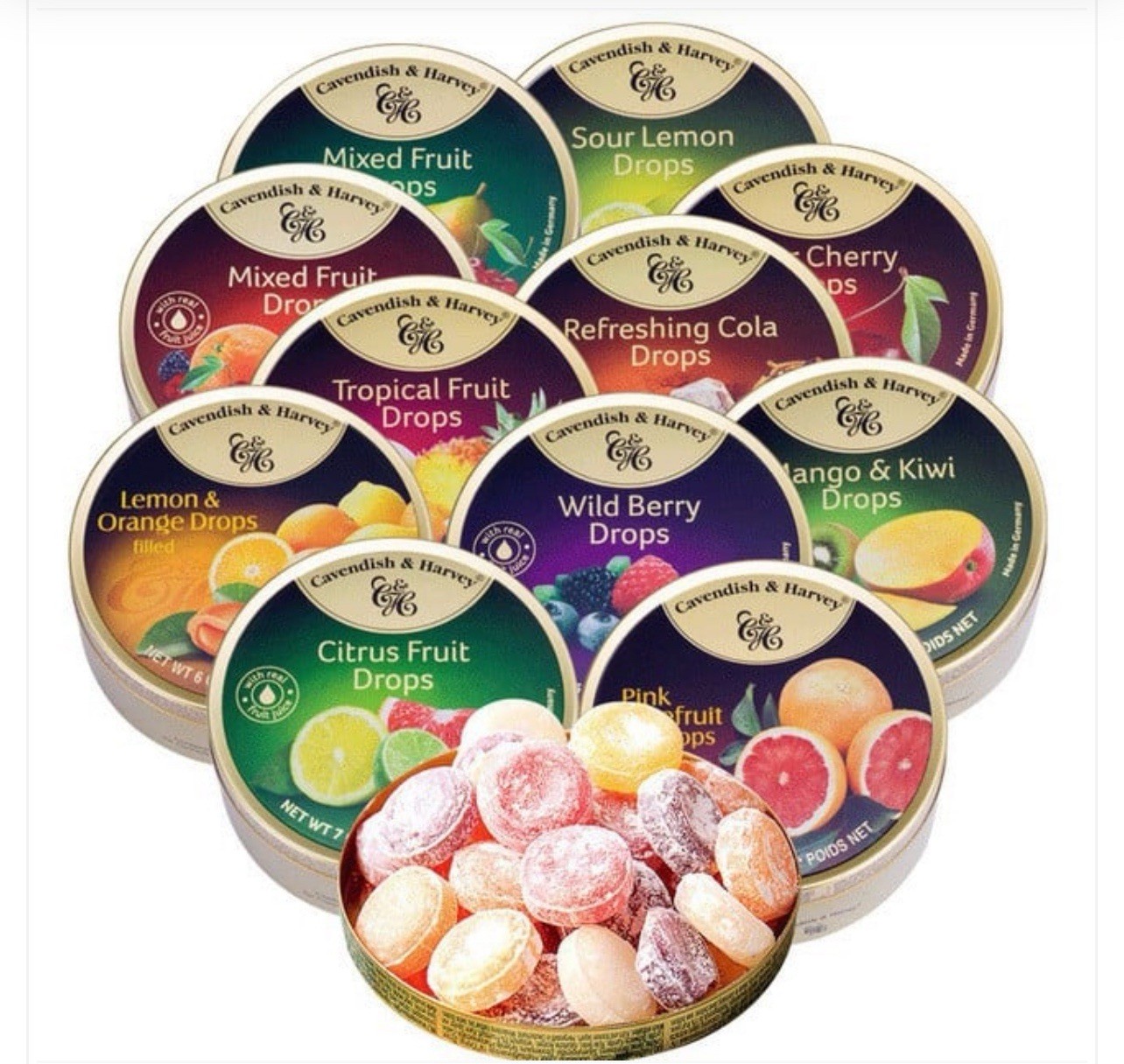 4 PK - Cavendish & Harvey | Variety Flavor Hard Candy Drops | 7 oz Tin gallery