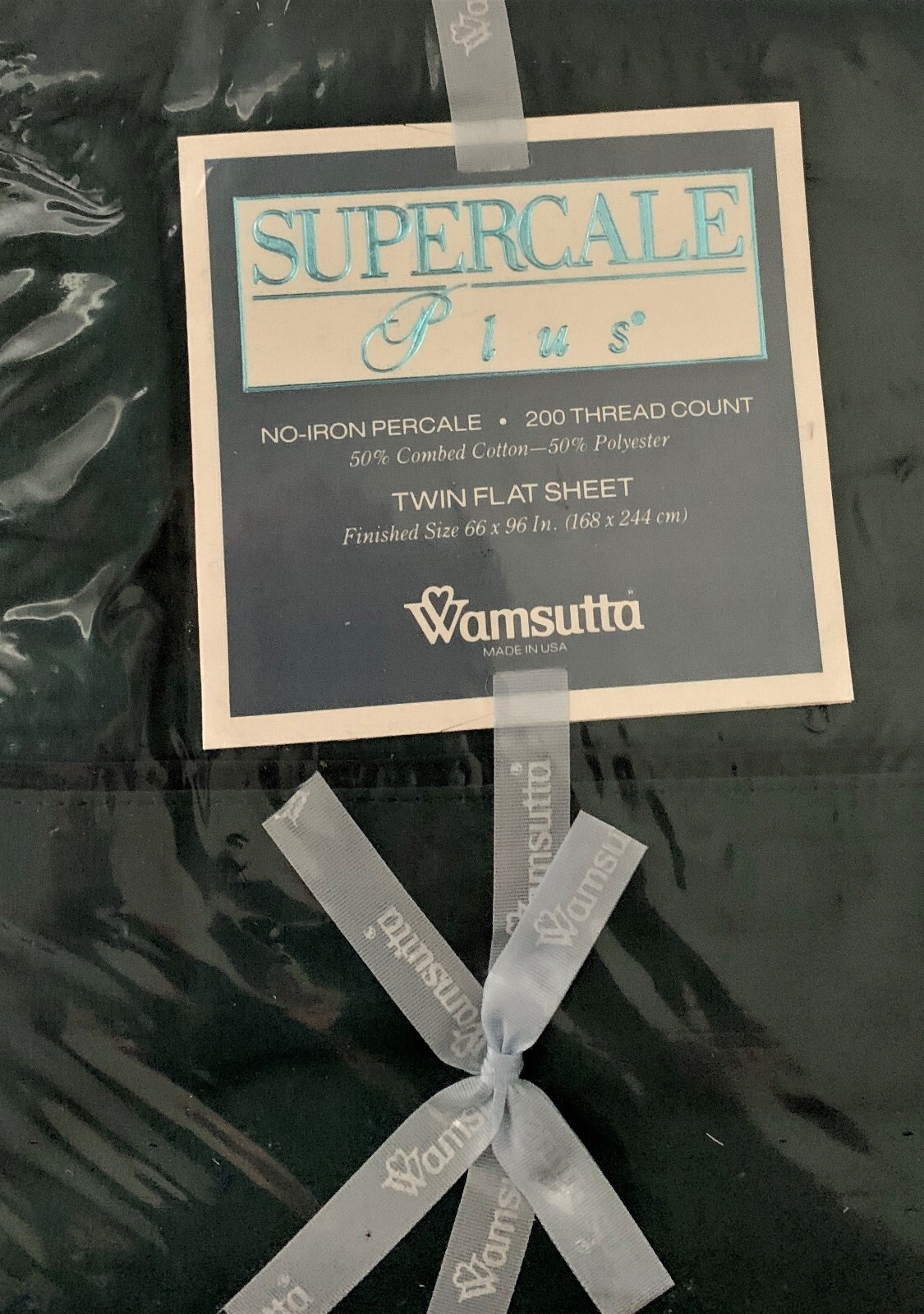 Wamsutta TWIN FLAT SHEET Supercale Plus NEW Hunter Green No-Iron 200 Thread Ct gallery