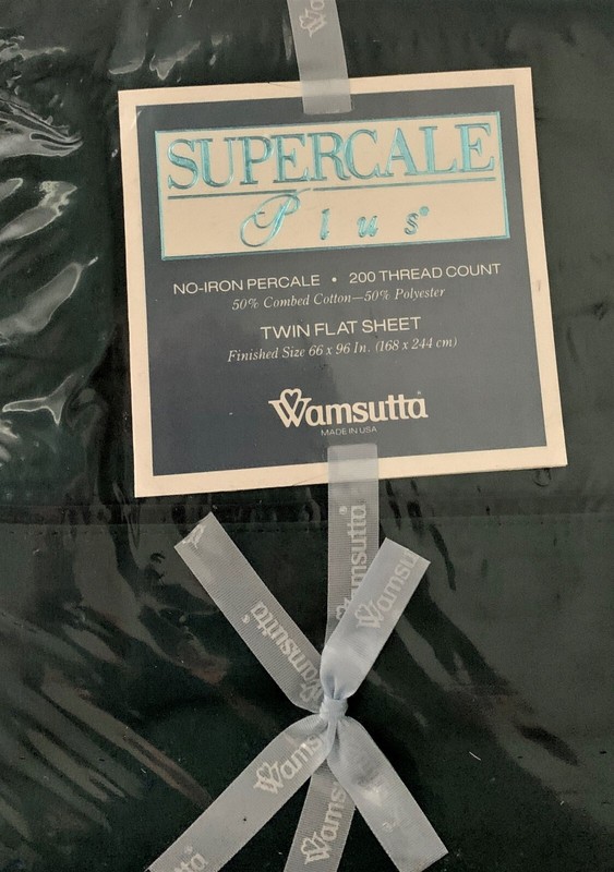 Wamsutta TWIN FLAT SHEET Supercale Plus NEW Hunter Green No-Iron 200 Thread Ct gallery