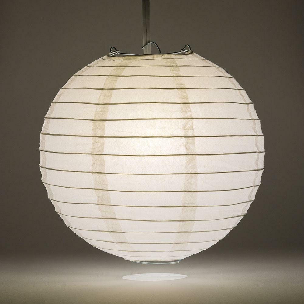 24" White Round Paper Lantern, Even Ribbing, Hanging Decoration gallery