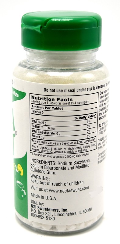 1000-Tablet Bottle 1 Grain Necta Sweet Saccharin Tablets NectaSweet gallery