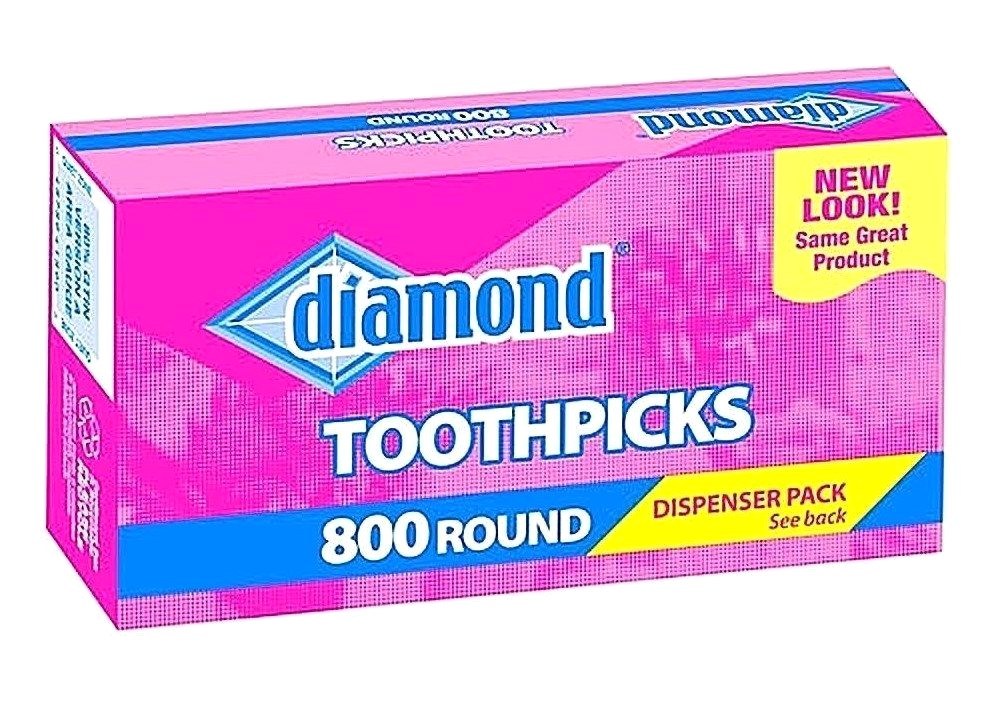 800 Round pointed Birch WOOD TOOTHPICKS No Additives ALL natural wooden DIAMOND gallery