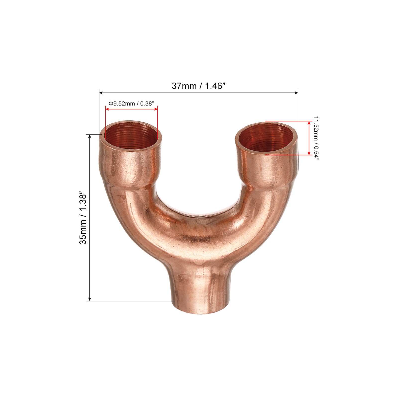 4Pcs Tee Y Shape Copper Fitting Welding Joint Split Union Connector 3/8" ID gallery