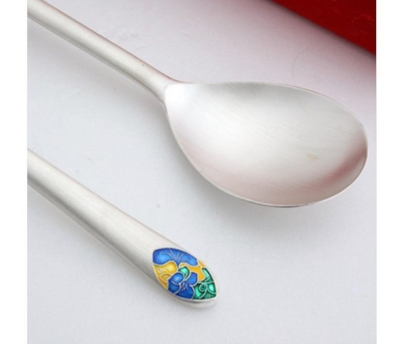 Korean Traditional Silver-Plated Spoon & Chopsticks Set for 1 person / Arirang gallery