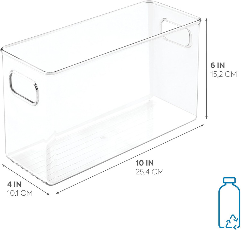 Slim Clear Plastic Storage Bin, Tall Narrow Organizer for Kitchen, Fridge, Freez gallery