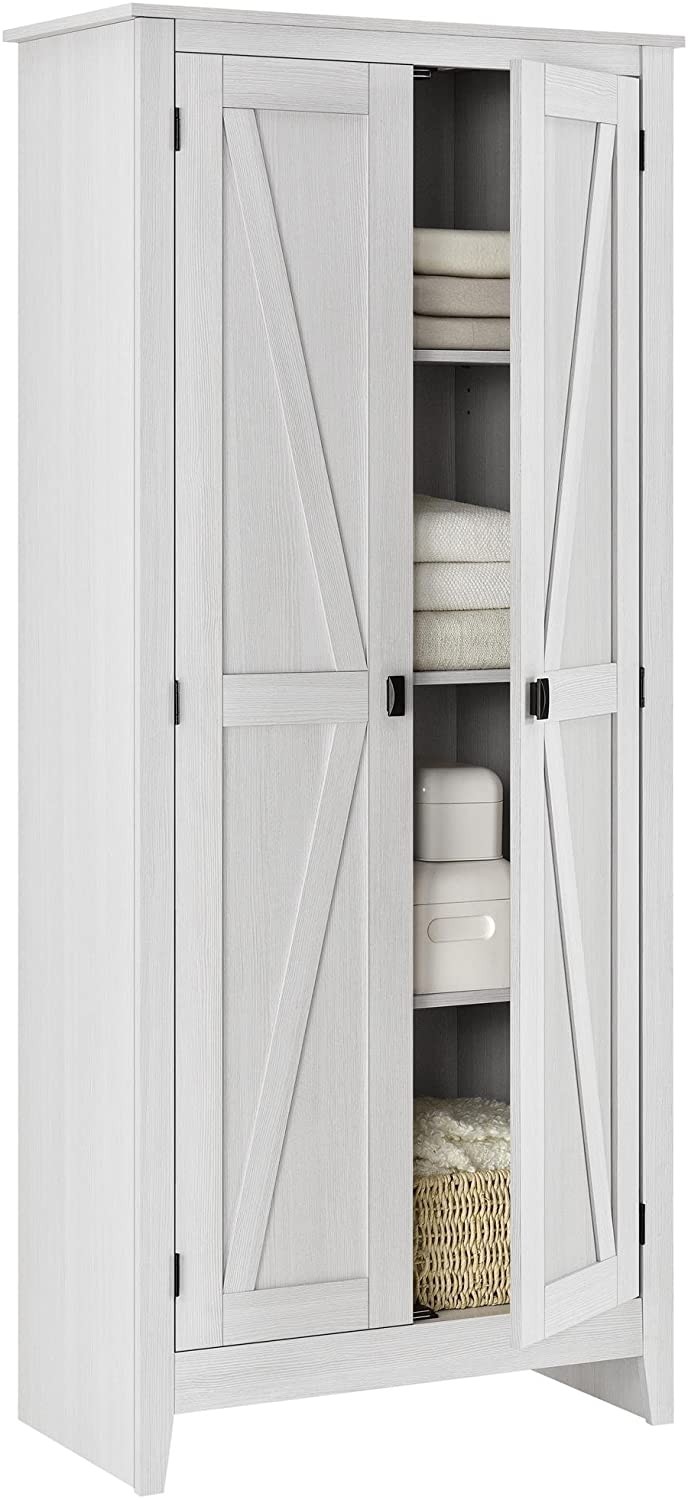 Ivory Pine Storage Cabinet Shelving Pantry Laundry Organizer Utility Closet gallery