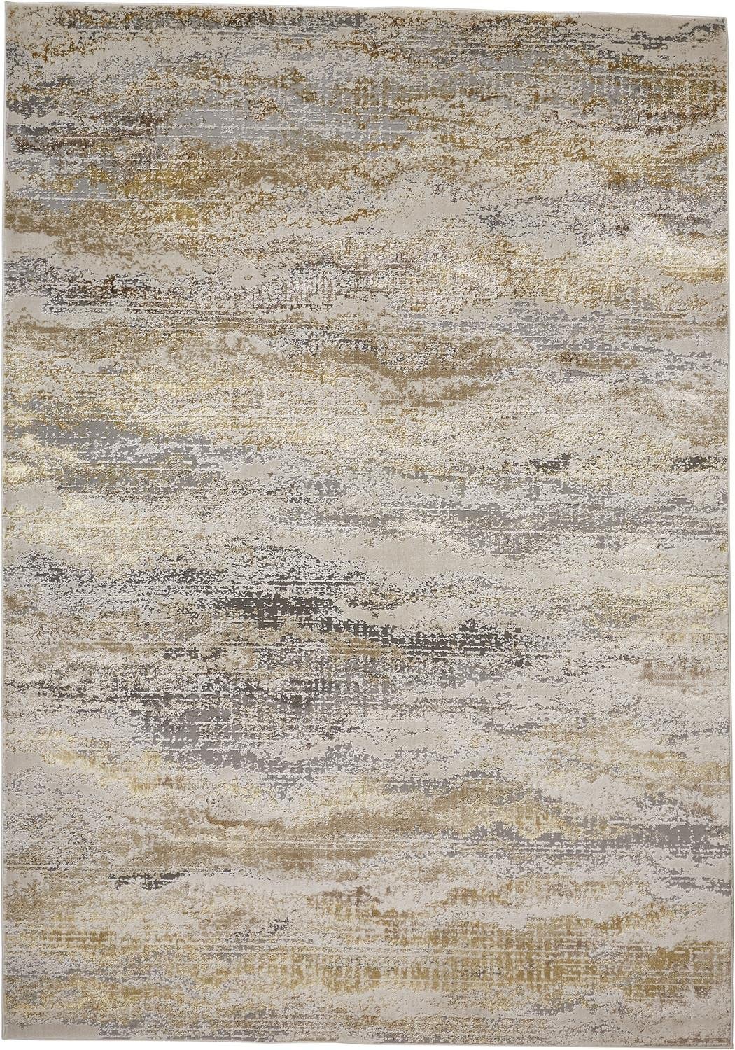 5' X 8' Gold Gray And Ivory Abstract Stain Resistant Area Rug gallery