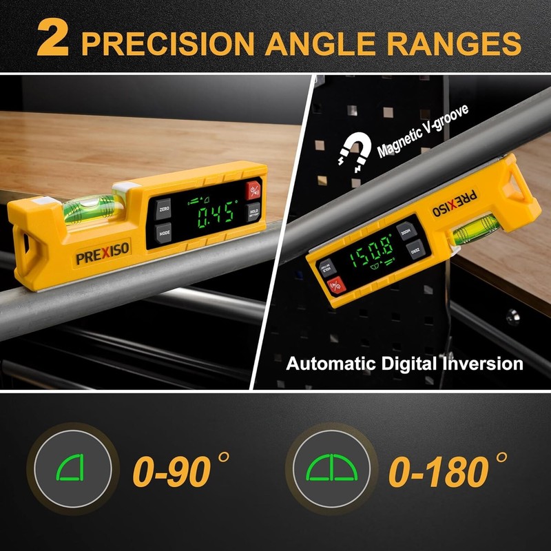PREXISO Digital Level & Digital Protractor 7''Angle Finder 0-90° & 0-180° Range gallery