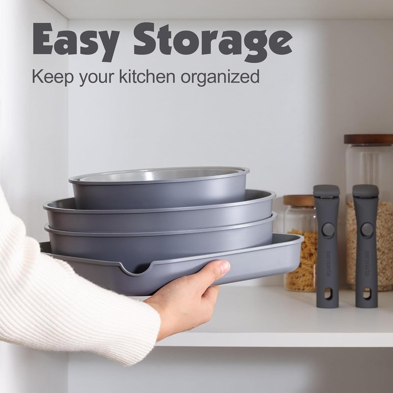 Dishwasher Safe 17-Piece Induction-Compatible Cookware Set with Ceramic Coating gallery