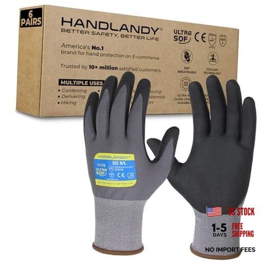 6 Pairs Safety Work Gloves with MicroFoam Nitrile 10/X-Large 6 Pairs - Gray gallery