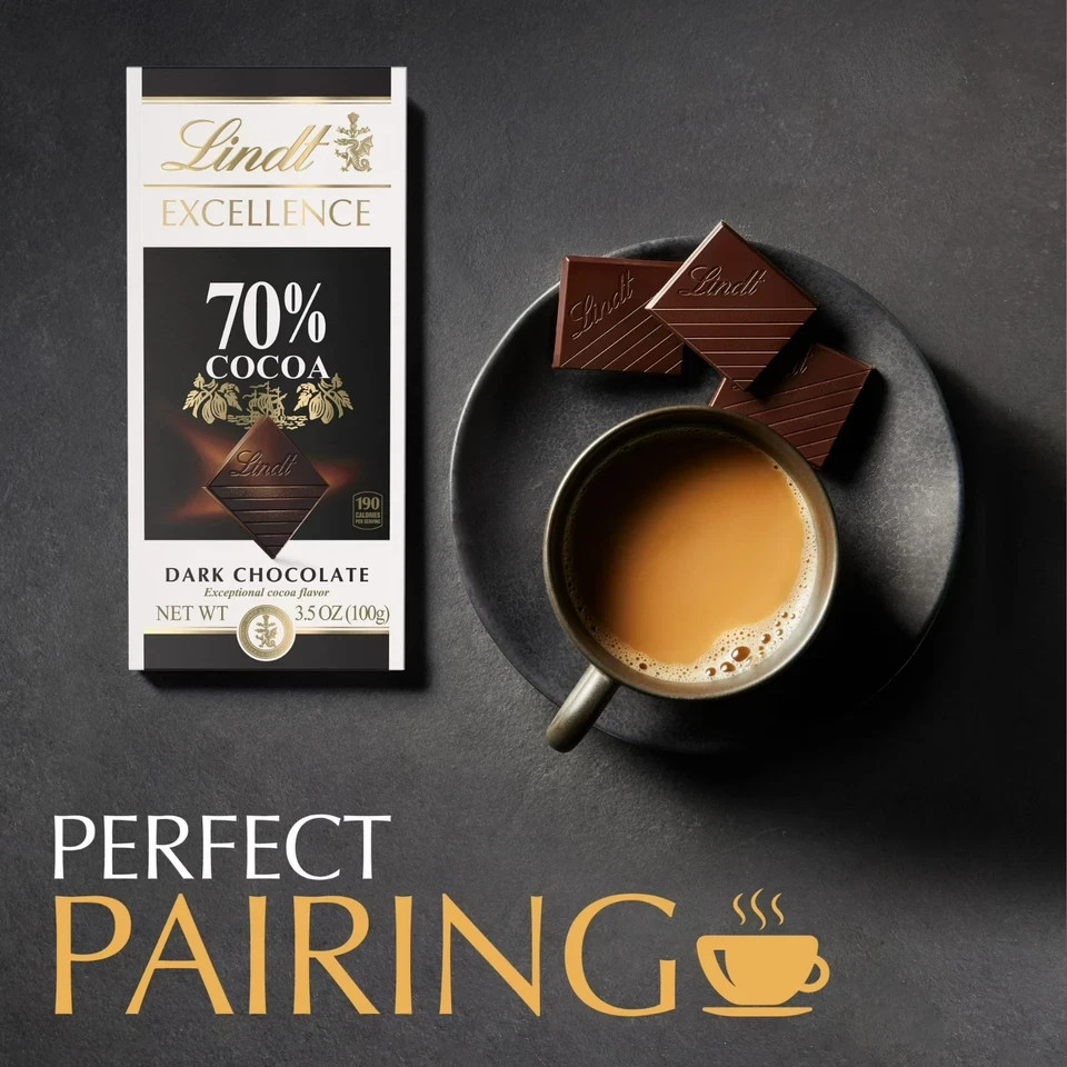 Lindt Excellence Dark Chocolate Bar – 70% Cocoa, 3.5 OZ gallery