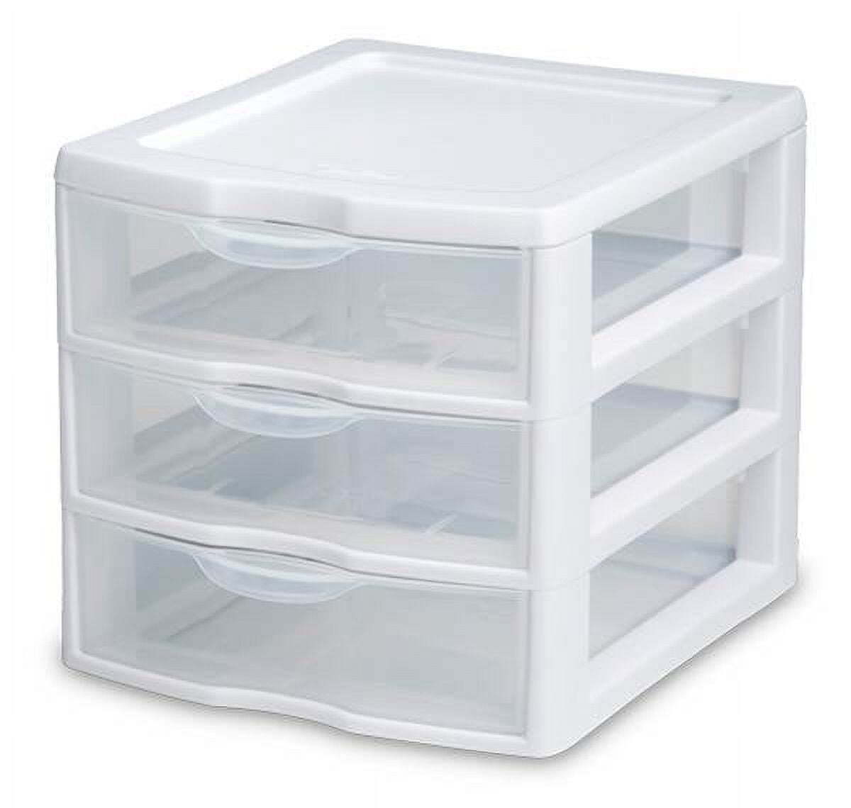 (2 pack) Small 3 Drawer Desktop Unit, Plastic, White！ gallery