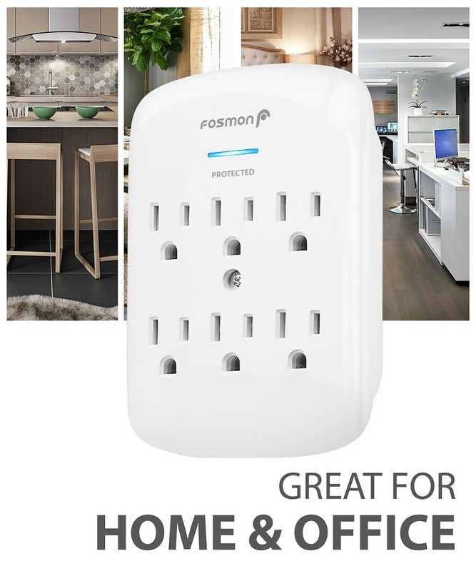 6 Outlet Extender Surge Protector Multi Plug Wall Adapter Tap 1200J [ETL Listed] gallery