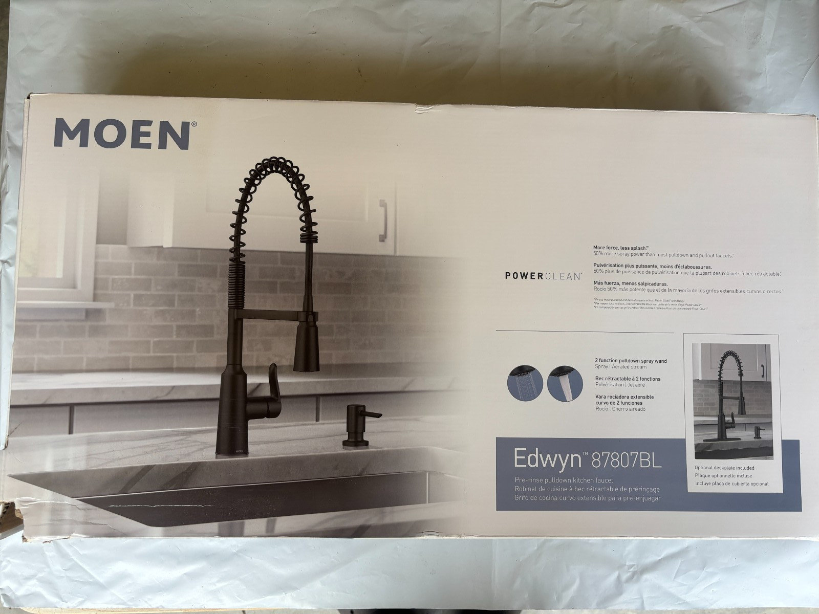 MOEN Edwyn Single Handle Pre-rinse Pull-down Kitchen Faucet Matte Black OPEN BOX gallery