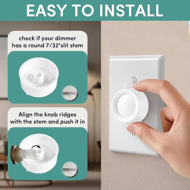 Durable White Rotary Dimmer Knobs - 2 Pack, Perfect for Home Lighting Control gallery