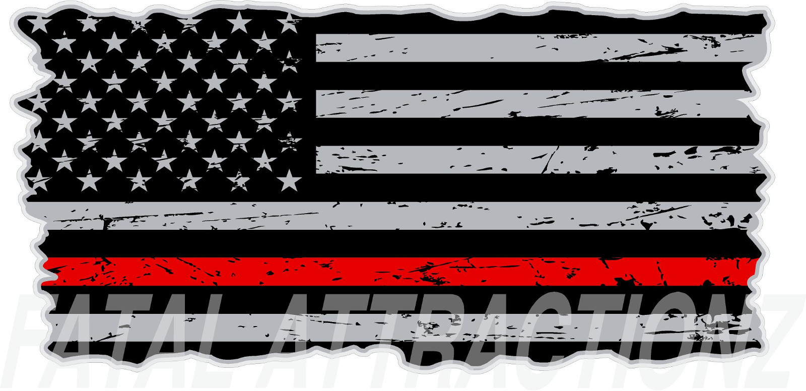 Distressed American Flag Thin Red Line Vinyl Decal sticker Fire Fighter usa ems gallery