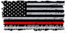 Distressed American Flag Thin Red Line Vinyl Decal sticker Fire Fighter usa ems