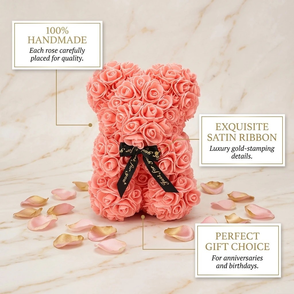 Artificial Eternal Rose Teddy Bear Gift for Mom Mother’s Day Birthday gallery